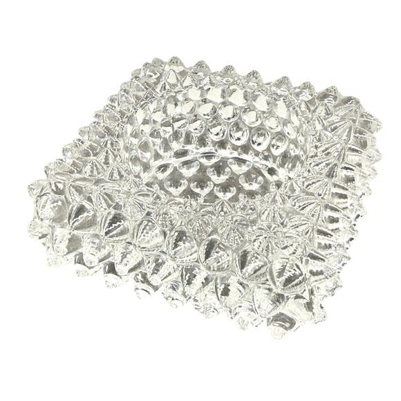 Fenton Clear Glass Hobnail Square Votive Candle Holder Salt Cellar Vintage 1960s - Picture 4 of 7